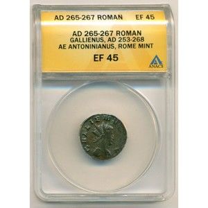 Roman Empire Gallienus AD 253-268 AE Antoninianus Rome Mint EF45 ANACS
